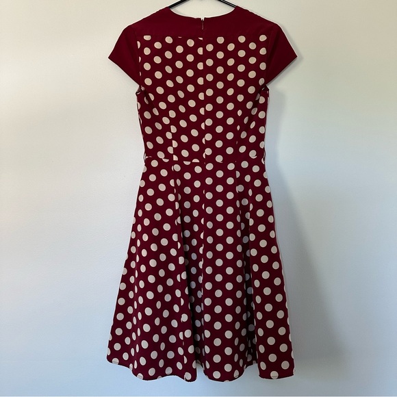 modcloth myrtlewood of california cream maroon polka dot dress vintage retro xs - Picture 5 of 7